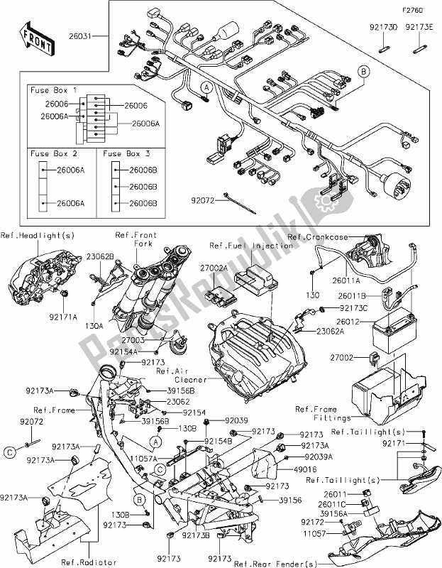 Alle onderdelen voor de 55 Chassis Electrical Equipment van de Kawasaki Z 900 2021