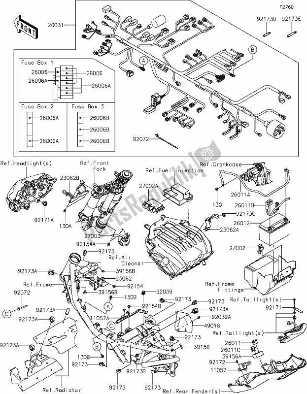 Toutes les pièces pour le 55 Chassis Electrical Equipment du Kawasaki Z 900 2021