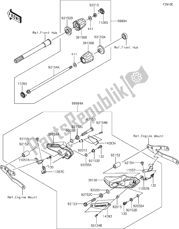All parts for the 68 Accessory(slider) of the Kawasaki Z 900 2021