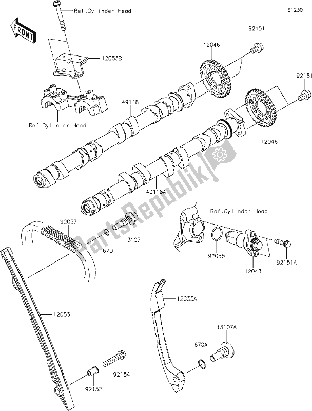 Toutes les pièces pour le 7 Camshaft(s)/tensioner du Kawasaki Z 900 2021