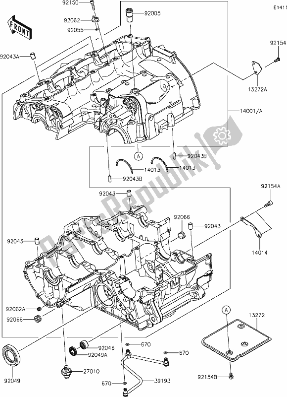 Toutes les pièces pour le 14 Crankcase du Kawasaki Z 900 RS 2018