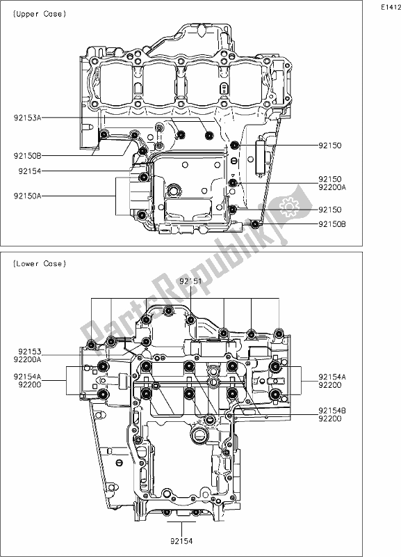 Alle onderdelen voor de 15 Crankcase Bolt Pattern van de Kawasaki Z 900 RS 2018