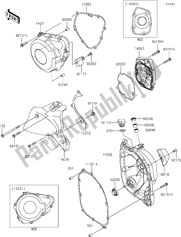 Alle onderdelen voor de 16 Engine Cover(s) van de Kawasaki Z 900 RS 2018