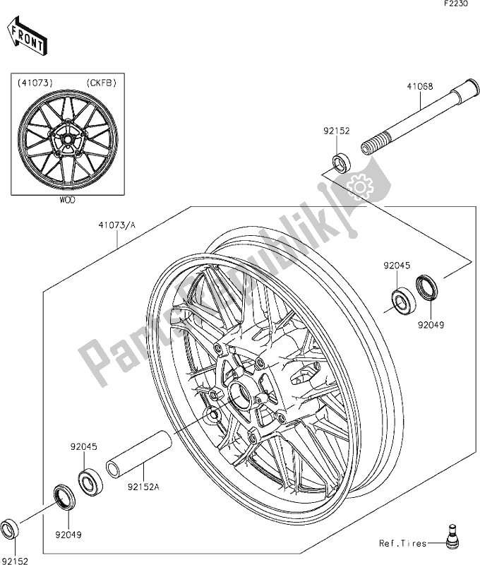 Alle onderdelen voor de 37 Front Hub van de Kawasaki Z 900 RS 2018