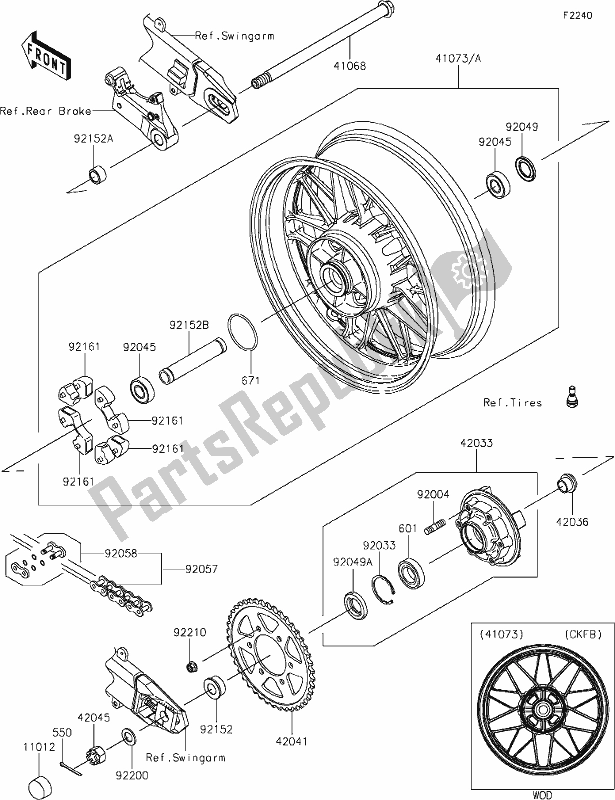 Tutte le parti per il 38 Rear Hub del Kawasaki Z 900 RS 2018