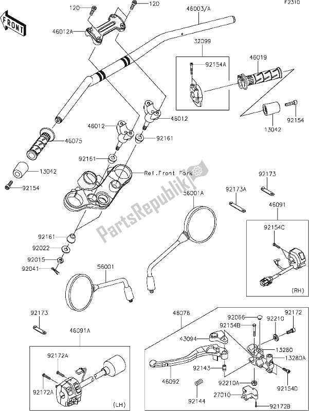 Tutte le parti per il 45 Handlebar del Kawasaki Z 900 RS 2018