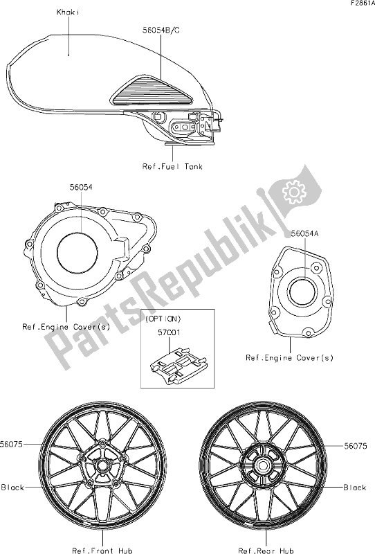 Alle onderdelen voor de 60 Decals(khaki)(ckfb) van de Kawasaki Z 900 RS 2018