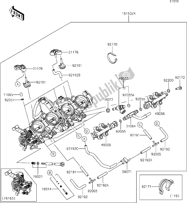 All parts for the 18 Throttle of the Kawasaki Z 900 RS 2019