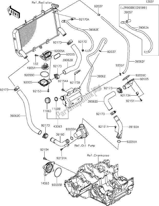 Todas as partes de 26 Water Pipe do Kawasaki Z 900 RS 2019