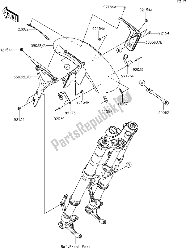 Tutte le parti per il 33 Front Fender(s) del Kawasaki Z 900 RS 2019