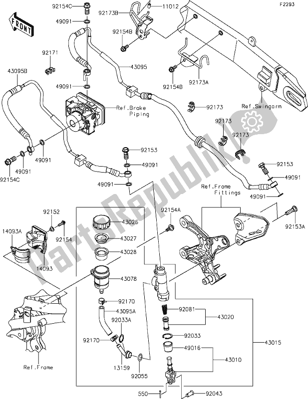 Wszystkie części do 43 Rear Master Cylinder Kawasaki Z 900 RS 2019