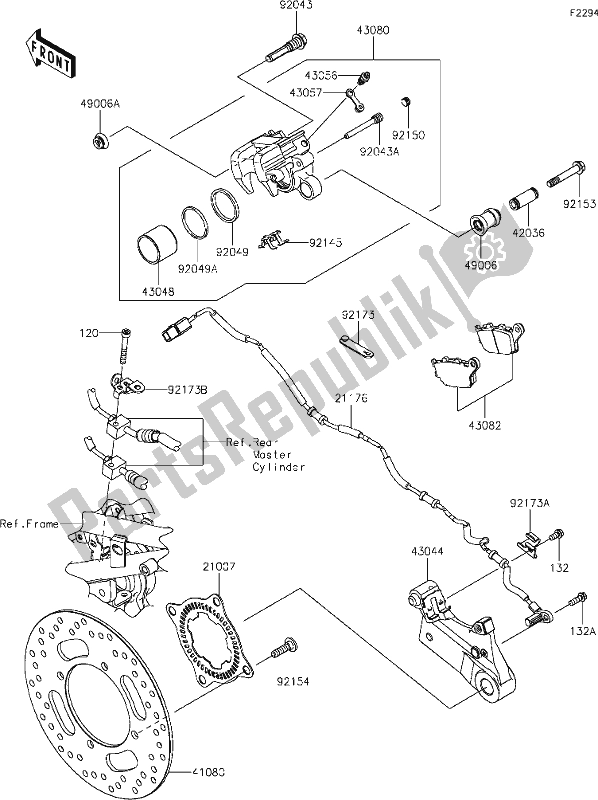 Tutte le parti per il 44 Rear Brake del Kawasaki Z 900 RS 2019