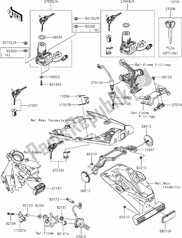 Todas las partes para 56 Ignition Switch de Kawasaki Z 900 RS 2019