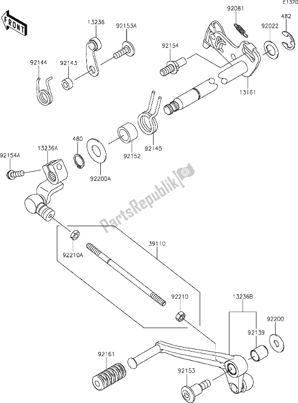 Tutte le parti per il 13 Gear Change Mechanism del Kawasaki Z 900 RS 2020