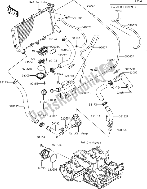 Alle onderdelen voor de 26 Water Pipe van de Kawasaki Z 900 RS 2020