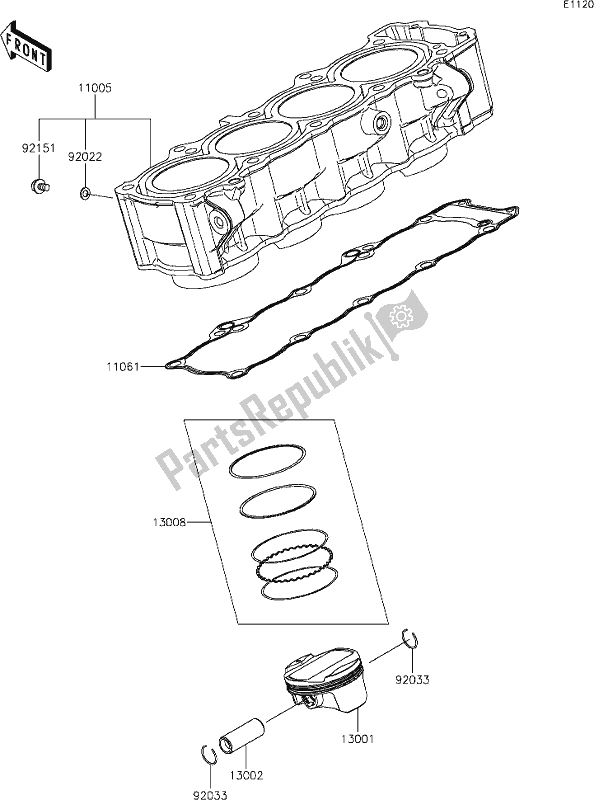 Todas las partes para 3 Cylinder/piston(s) de Kawasaki Z 900 RS 2020