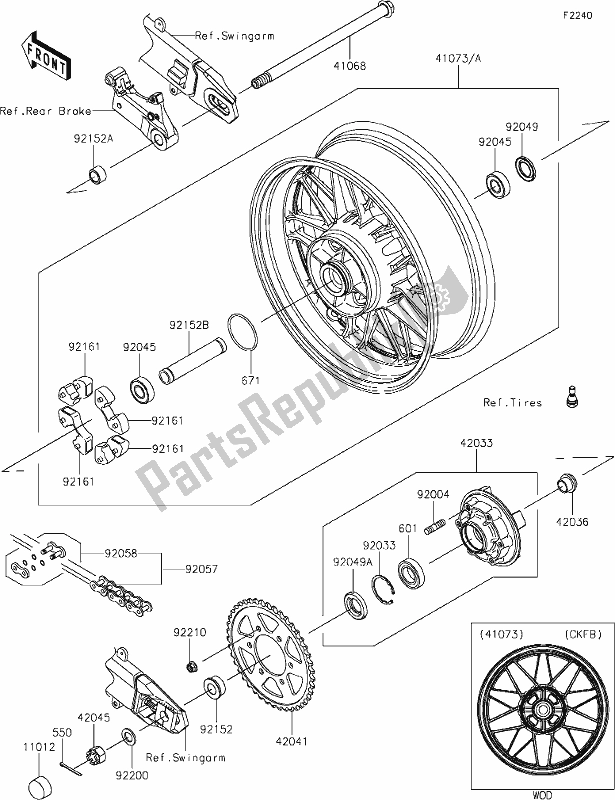 Tutte le parti per il 38 Rear Hub del Kawasaki Z 900 RS 2020