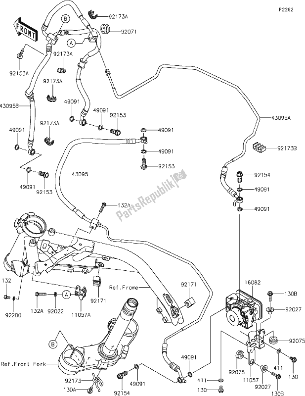 Alle onderdelen voor de 40 Brake Piping van de Kawasaki Z 900 RS 2020