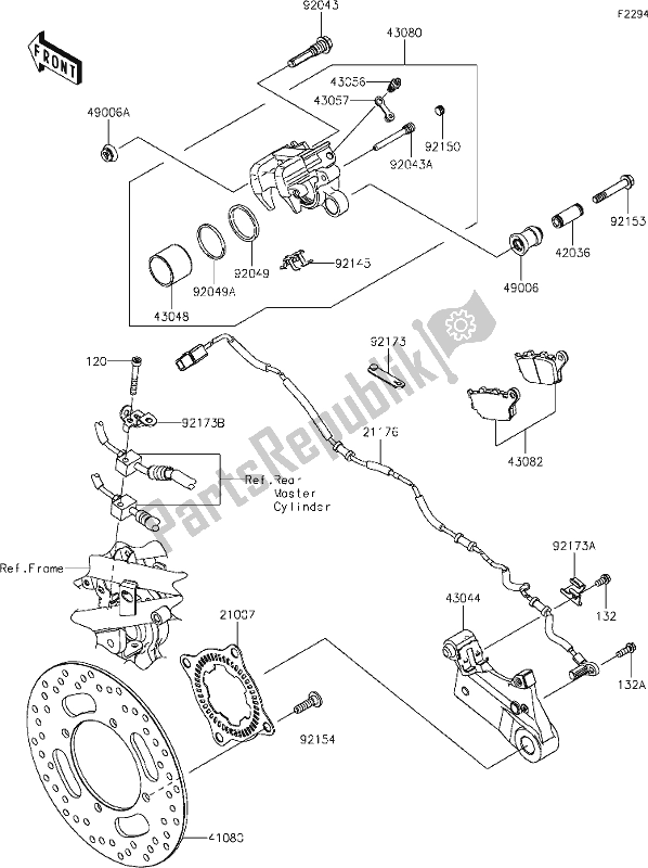 Tutte le parti per il 44 Rear Brake del Kawasaki Z 900 RS 2020