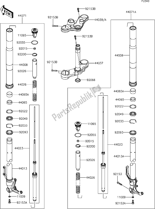 Alle onderdelen voor de 46 Front Fork van de Kawasaki Z 900 RS 2020