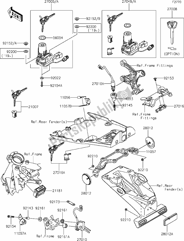 Alle onderdelen voor de 57 Ignition Switch van de Kawasaki Z 900 RS 2020