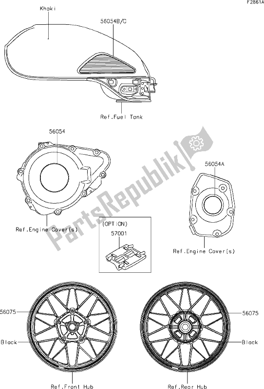 Tutte le parti per il 61 Decals(khaki)(ckfb) del Kawasaki Z 900 RS 2020