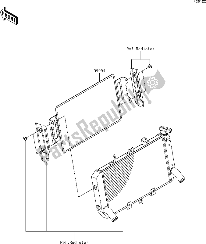 Alle onderdelen voor de 67 Accessory(radiator Guard) van de Kawasaki Z 900 RS 2020