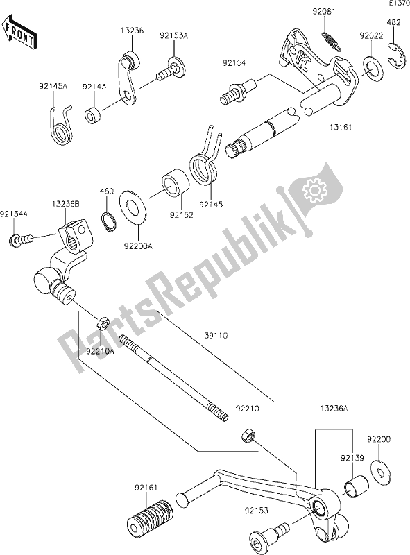 Tutte le parti per il 13 Gear Change Mechanism del Kawasaki Z 900 RS 2021