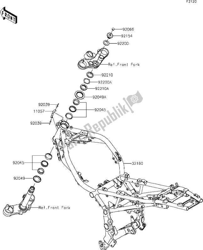 Toutes les pièces pour le 27 Frame du Kawasaki Z 900 RS 2021