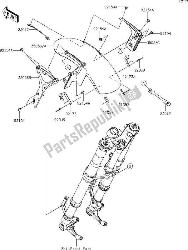 Toutes les pièces pour le 33 Front Fender(s) du Kawasaki Z 900 RS 2021