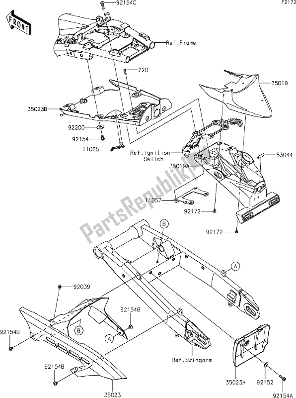 All parts for the 34 Rear Fender(s) of the Kawasaki Z 900 RS 2021