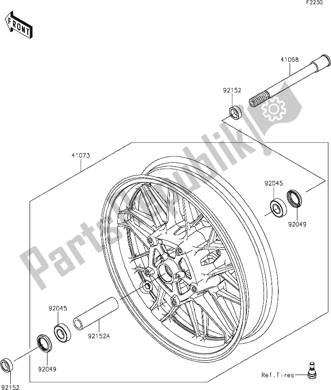 Wszystkie części do 37 Front Hub Kawasaki Z 900 RS 2021