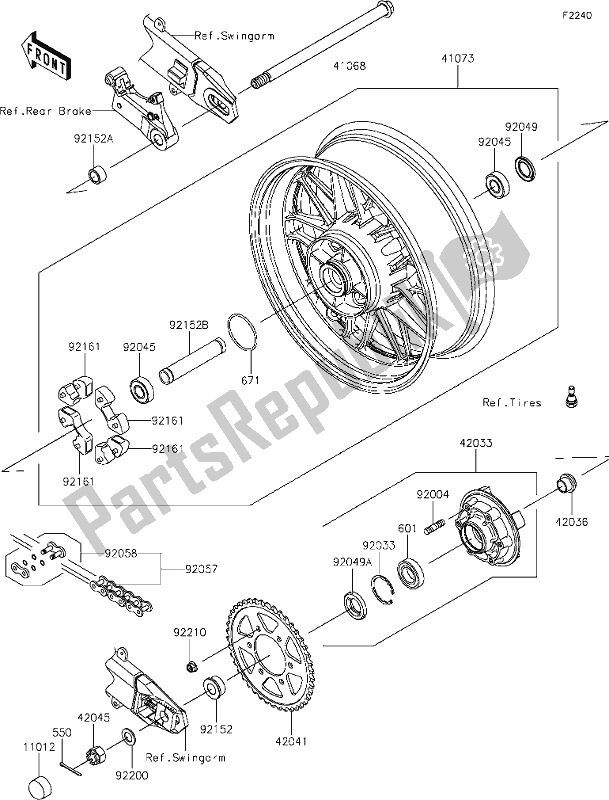 All parts for the 38 Rear Hub of the Kawasaki Z 900 RS 2021