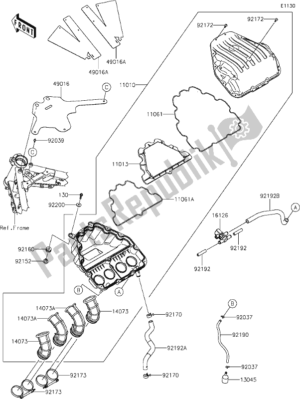 Alle onderdelen voor de 4 Air Cleaner van de Kawasaki Z 900 RS 2021