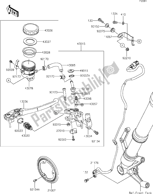 All parts for the 41 Front Master Cylinder of the Kawasaki Z 900 RS 2021