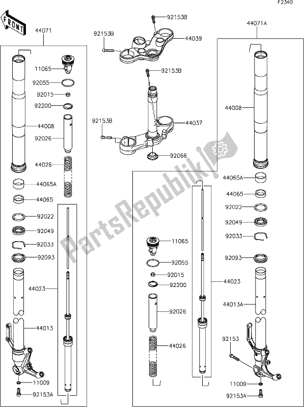 All parts for the 46 Front Fork of the Kawasaki Z 900 RS 2021