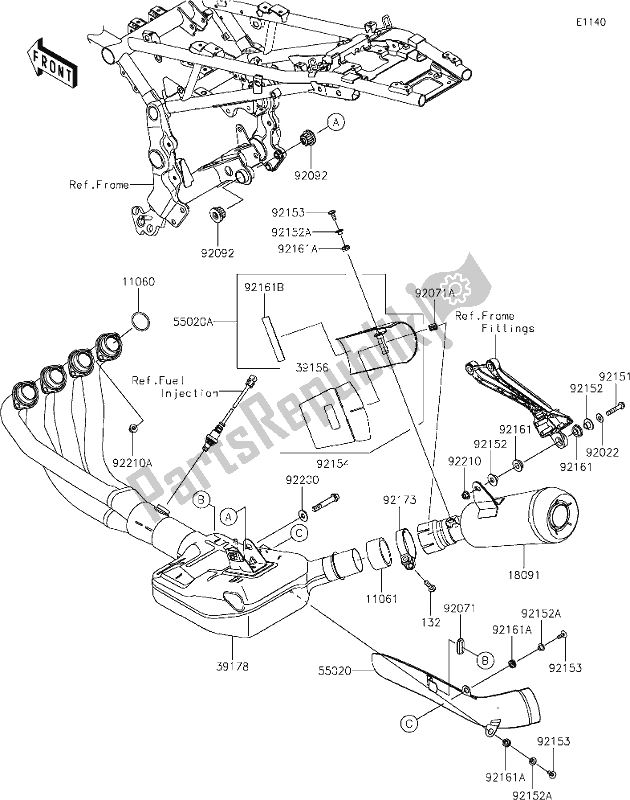 Tutte le parti per il 5 Muffler(s) del Kawasaki Z 900 RS 2021