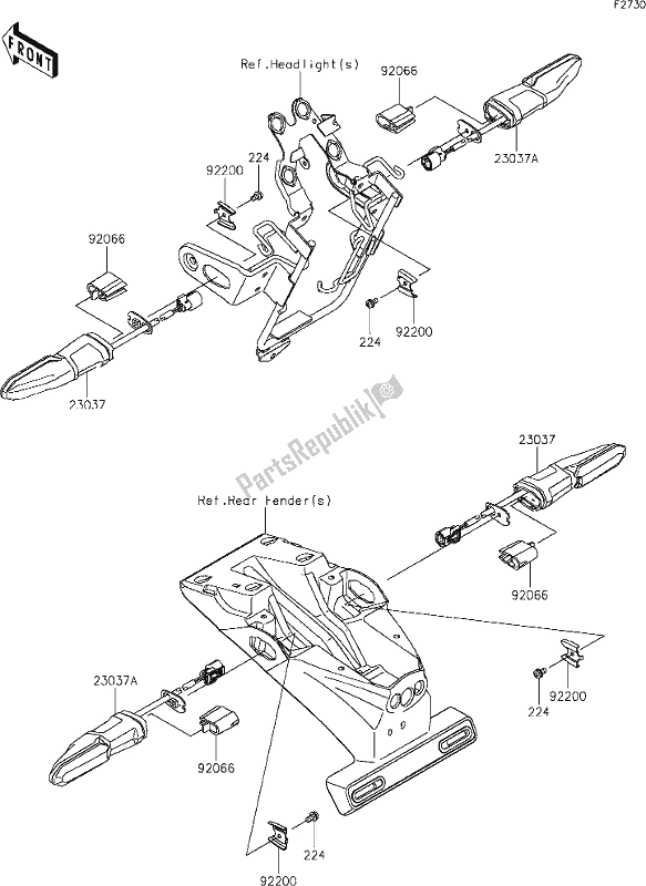 All parts for the 54 Turn Signals of the Kawasaki Z 900 RS 2021