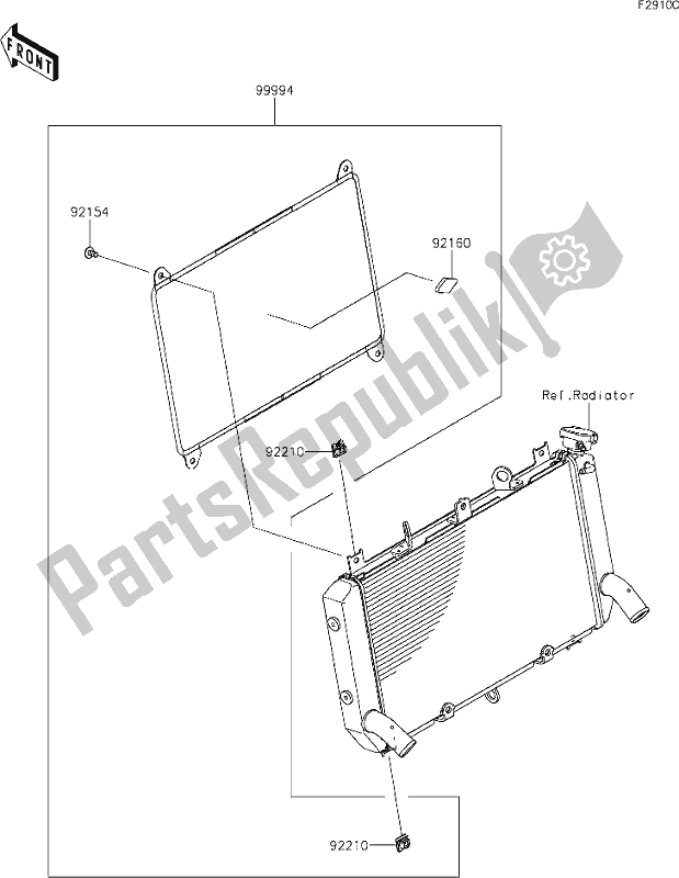 All parts for the 64 Accessory(radiator Guard) of the Kawasaki Z 900 RS 2021