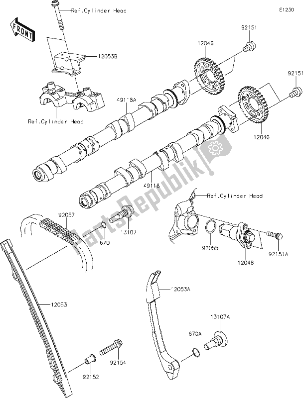 All parts for the 7 Camshaft(s)/tensioner of the Kawasaki Z 900 RS 2021