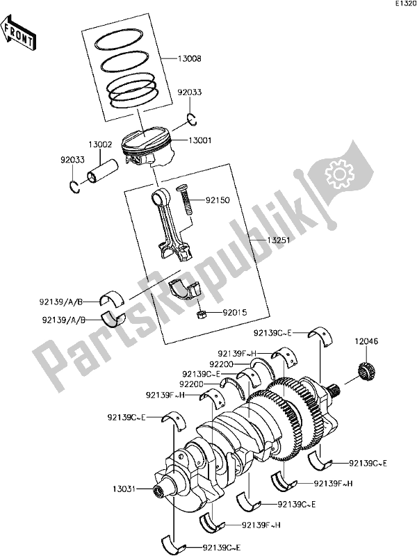 Tutte le parti per il B-10crankshaft/piston(s) del Kawasaki ZG 1400 GTR ABS K-act 2017