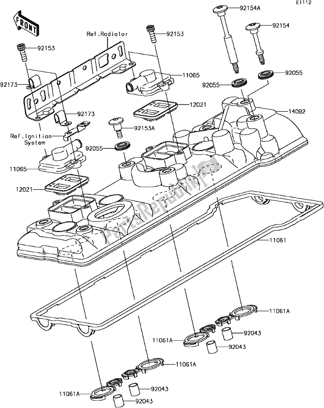 Tutte le parti per il B-4 Cylinder Head Cover del Kawasaki ZG 1400 GTR ABS K-act 2017