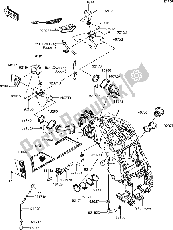 Tutte le parti per il B-5 Air Cleaner del Kawasaki ZG 1400 GTR ABS K-act 2017