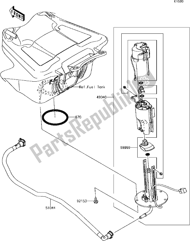 Alle onderdelen voor de C-10fuel Pump van de Kawasaki ZG 1400 GTR ABS K-act 2017