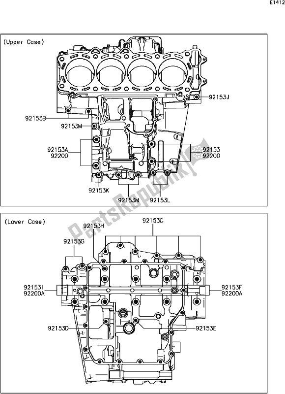 Tutte le parti per il C-6 Crankcase Bolt Pattern del Kawasaki ZG 1400 GTR ABS K-act 2017