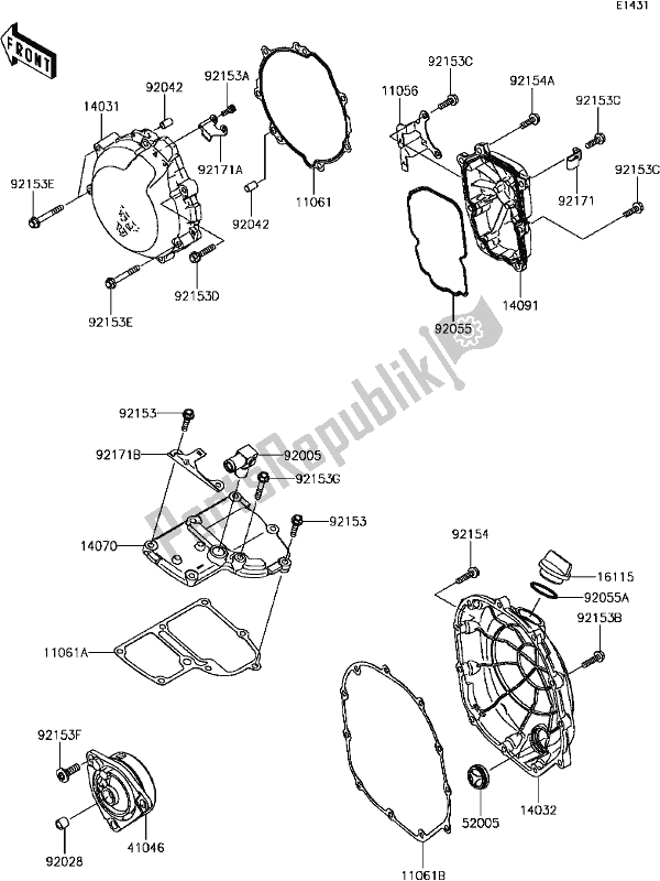 Todas as partes de C-7 Engine Cover(s) do Kawasaki ZG 1400 GTR ABS K-act 2017