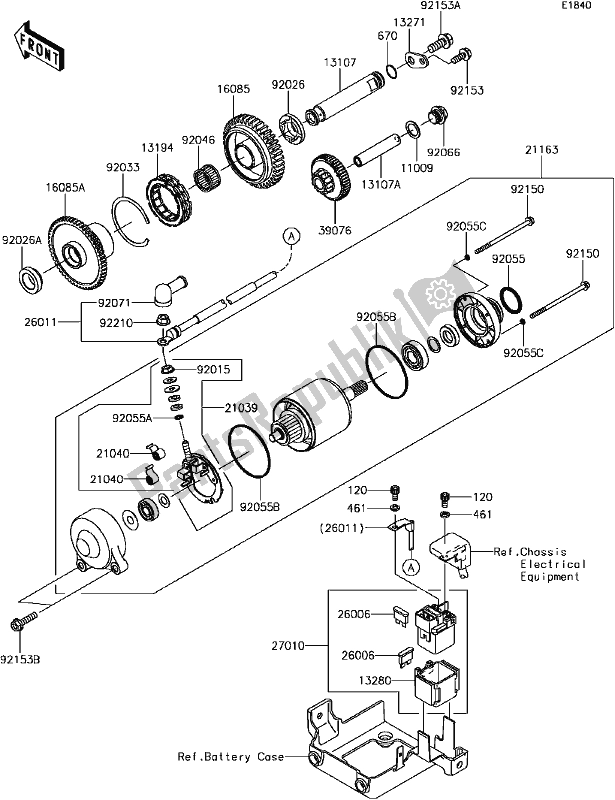 All parts for the D-3 Starter Motor of the Kawasaki ZG 1400 GTR ABS K-act 2017