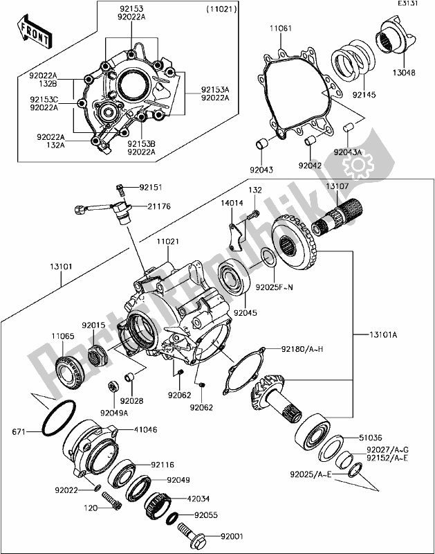 Alle onderdelen voor de D-8 Front Bevel Gear(2/2) van de Kawasaki ZG 1400 GTR ABS K-act 2017