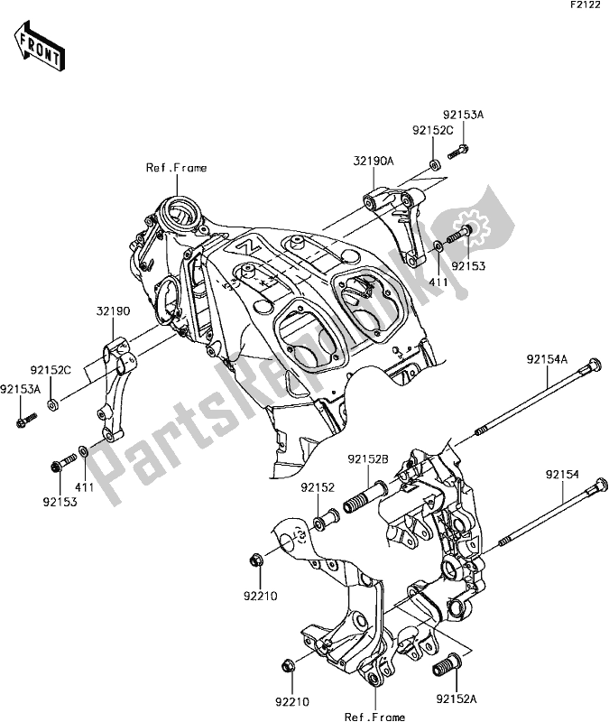 Alle onderdelen voor de E-4 Engine Mount van de Kawasaki ZG 1400 GTR ABS K-act 2017