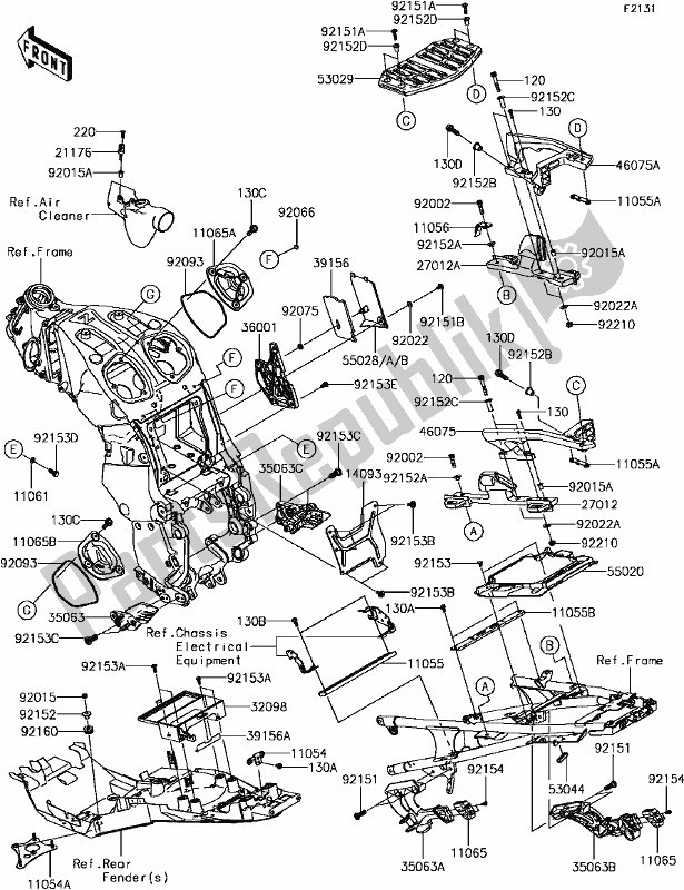 Toutes les pièces pour le E-5 Frame Fittings(1/2) du Kawasaki ZG 1400 GTR ABS K-act 2017